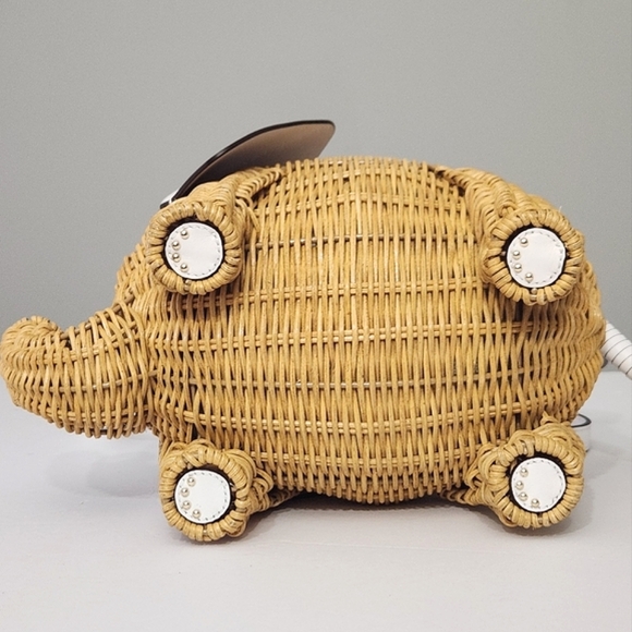 NEW KATE SPADE NEW YORK TINY WICKER ELEPHANT CROSSBODY BAG OPTIC WHITE - Picture 14 of 14